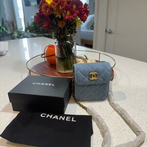 CHANEL Blue Quilted Mini Bag